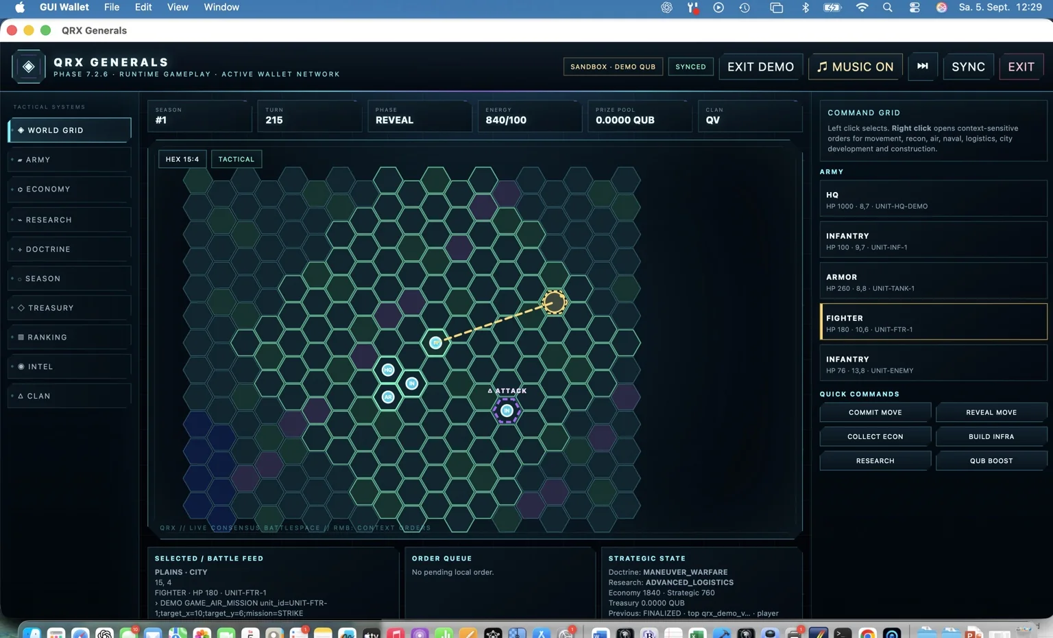 QRX Generals runtime tactical interface